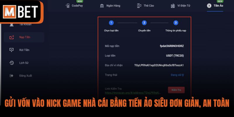 Gửi vốn vào nick game nhà cái bằng tiền ảo siêu đơn giản, an toàn